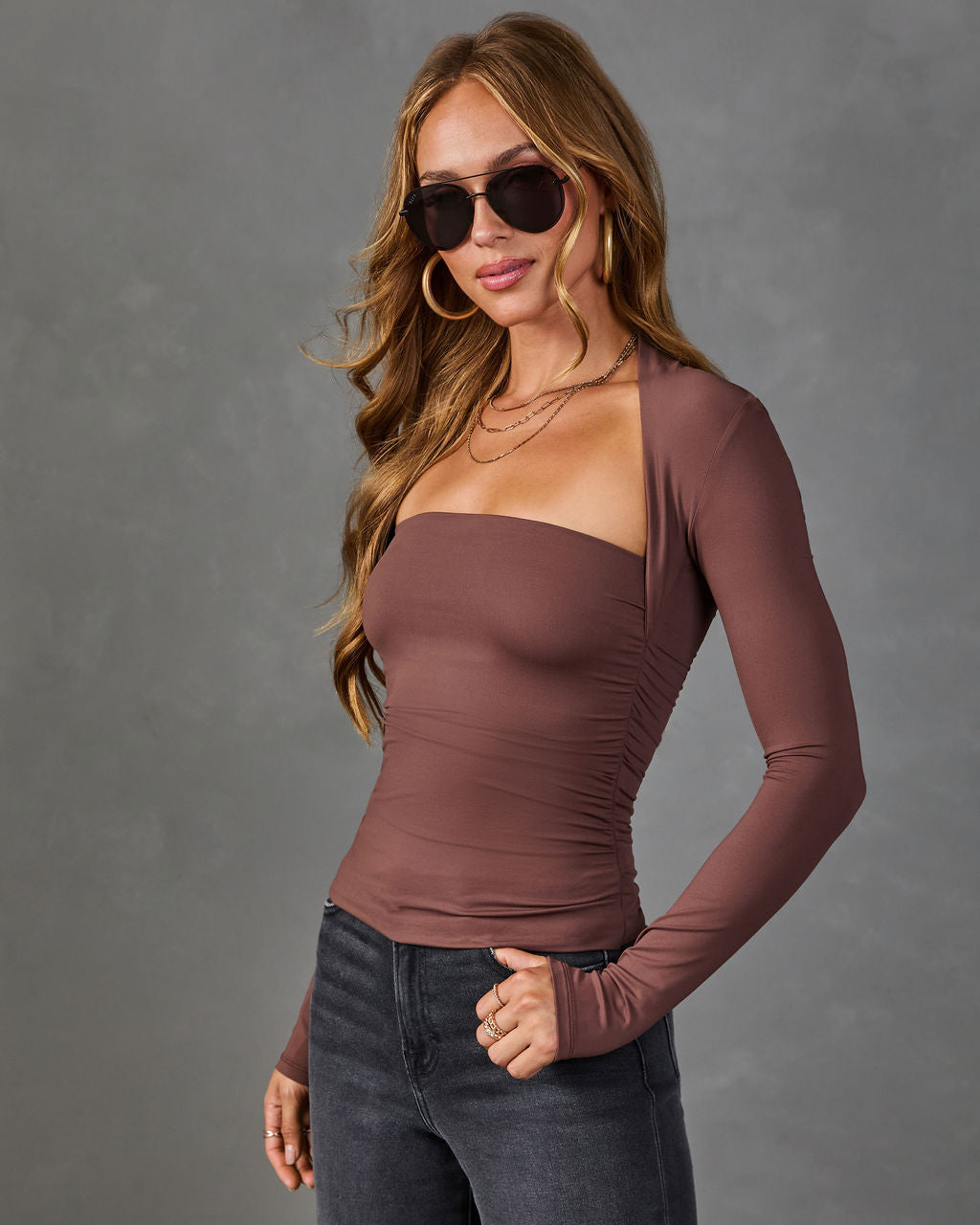 Sandie Ruched Square Neck Top
