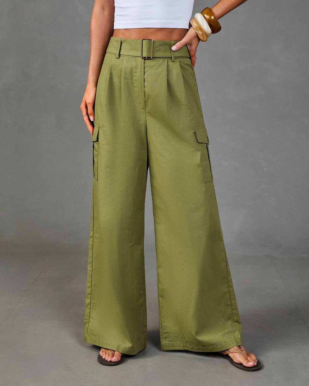 Free Roamer Belted Wide Leg Cargo Pants