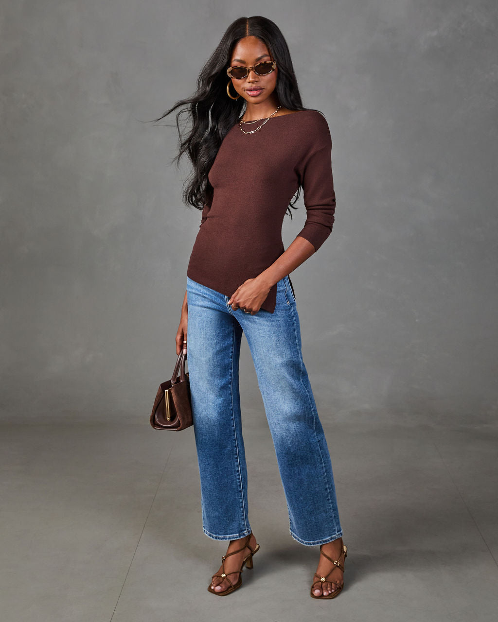 Willis Boat Neck Asymmetric Hem Sweater