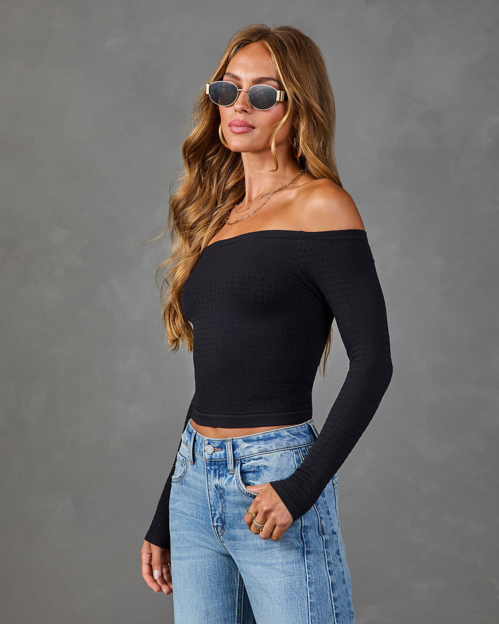 Fresh Focus Seamless Boat Neck Perforated Top