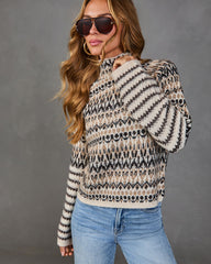 Sonora Knit Abstract Turtleneck Sweater