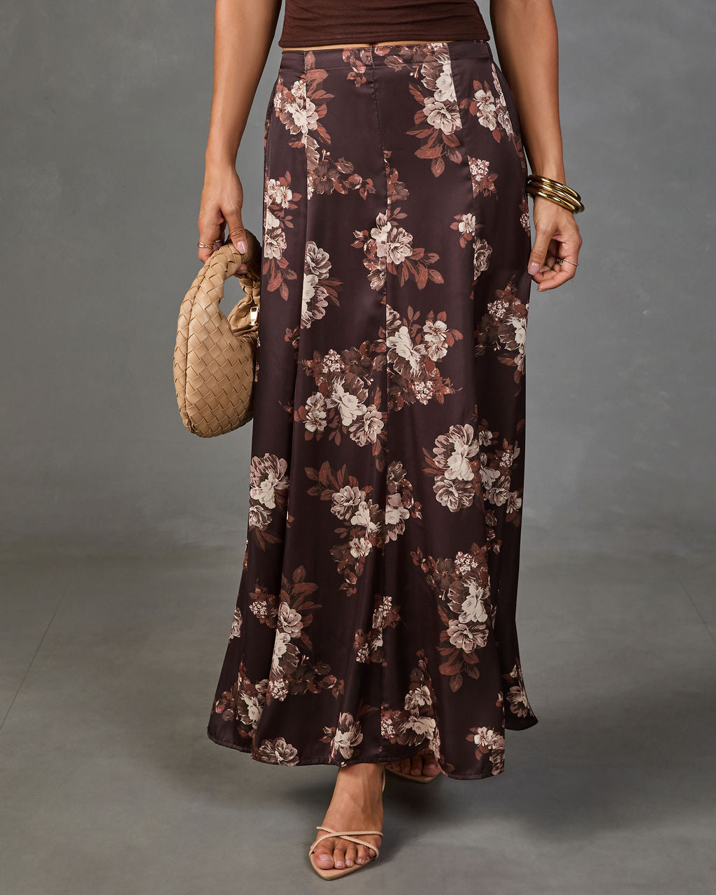 Darcey Floral Satin Maxi Skirt