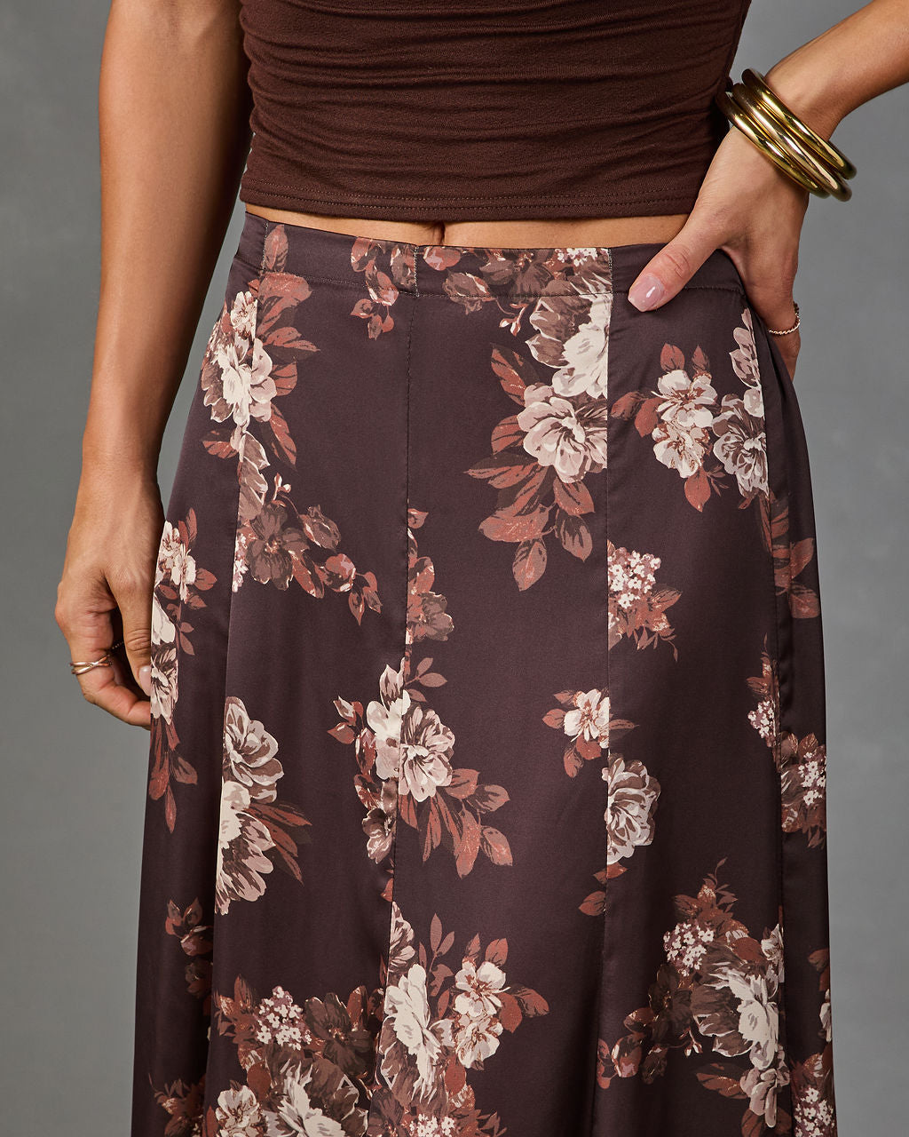 Darcey Floral Satin Maxi Skirt
