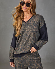 Modern Instinct Leopard Print Color Block Top