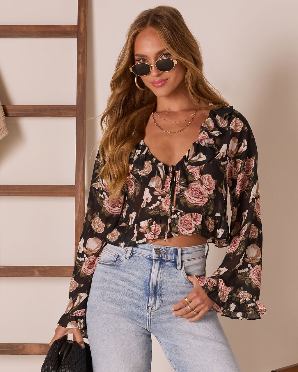 Lovers Bloom Floral Ruffle Blouse