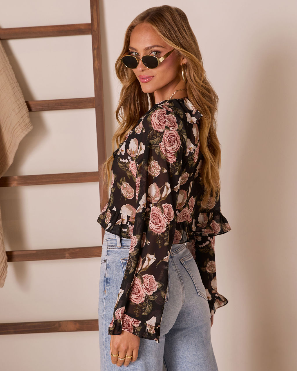 Lovers Bloom Floral Ruffle Blouse