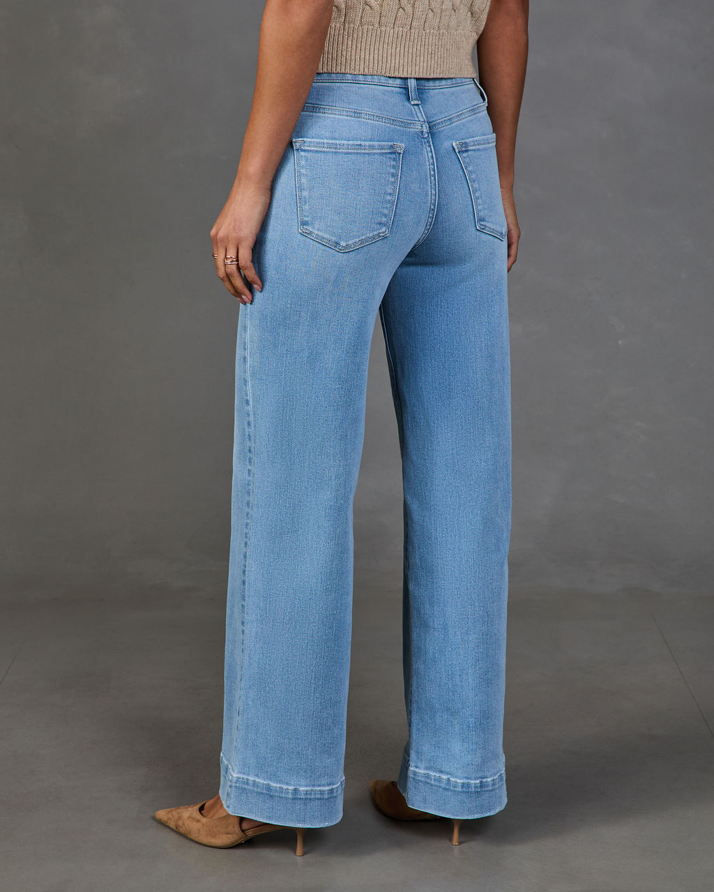 Rugged Charm Stretch High Rise Wide Leg Jeans