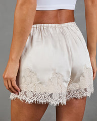 Salted Peach Satin Lace Trim Shorts