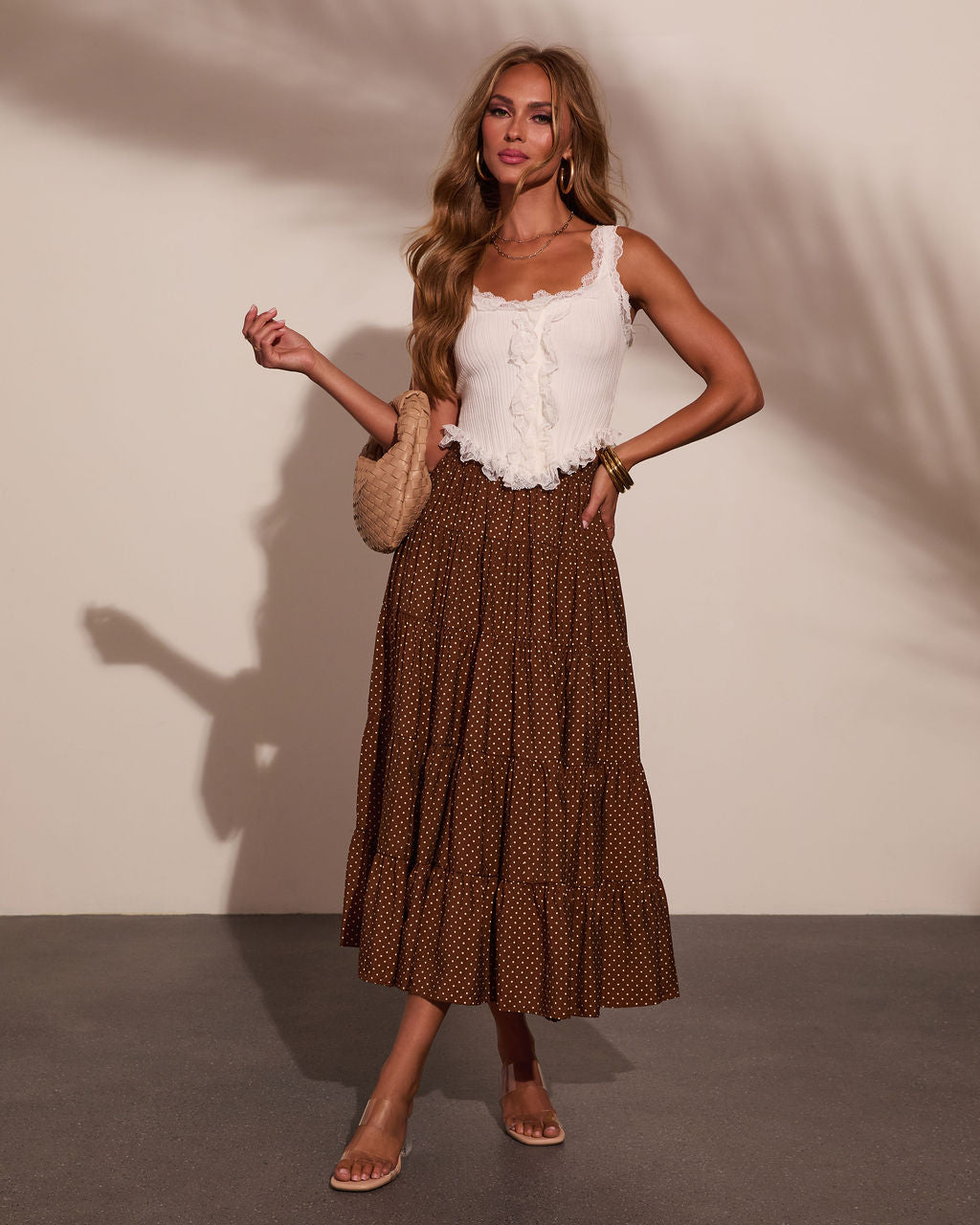 Timeless Allure Polka Dot Midi Skirt