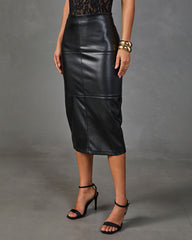 Midnight Rouge Vegan Leather Midi Skirt