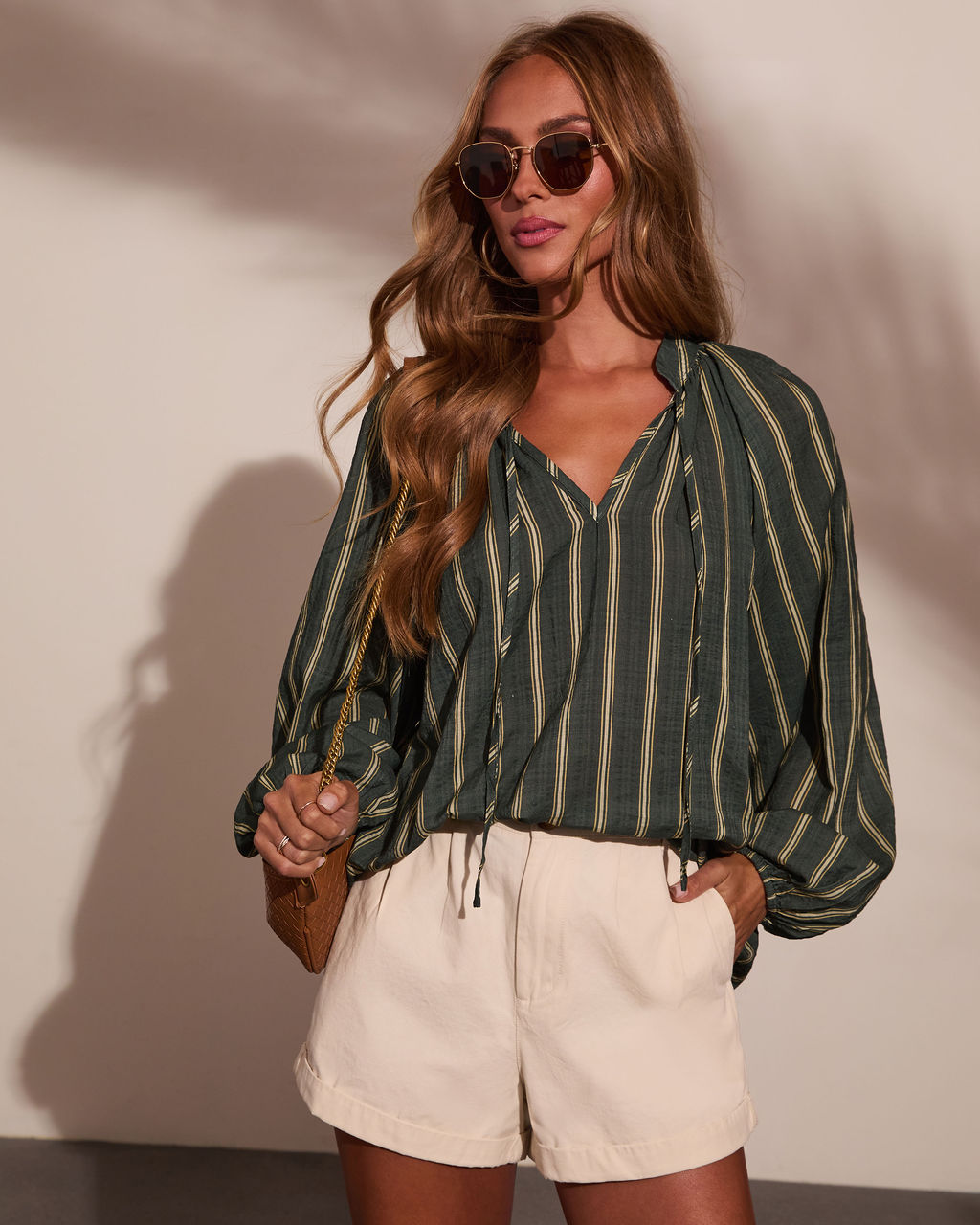 Elevated Ease Striped Button Down Top