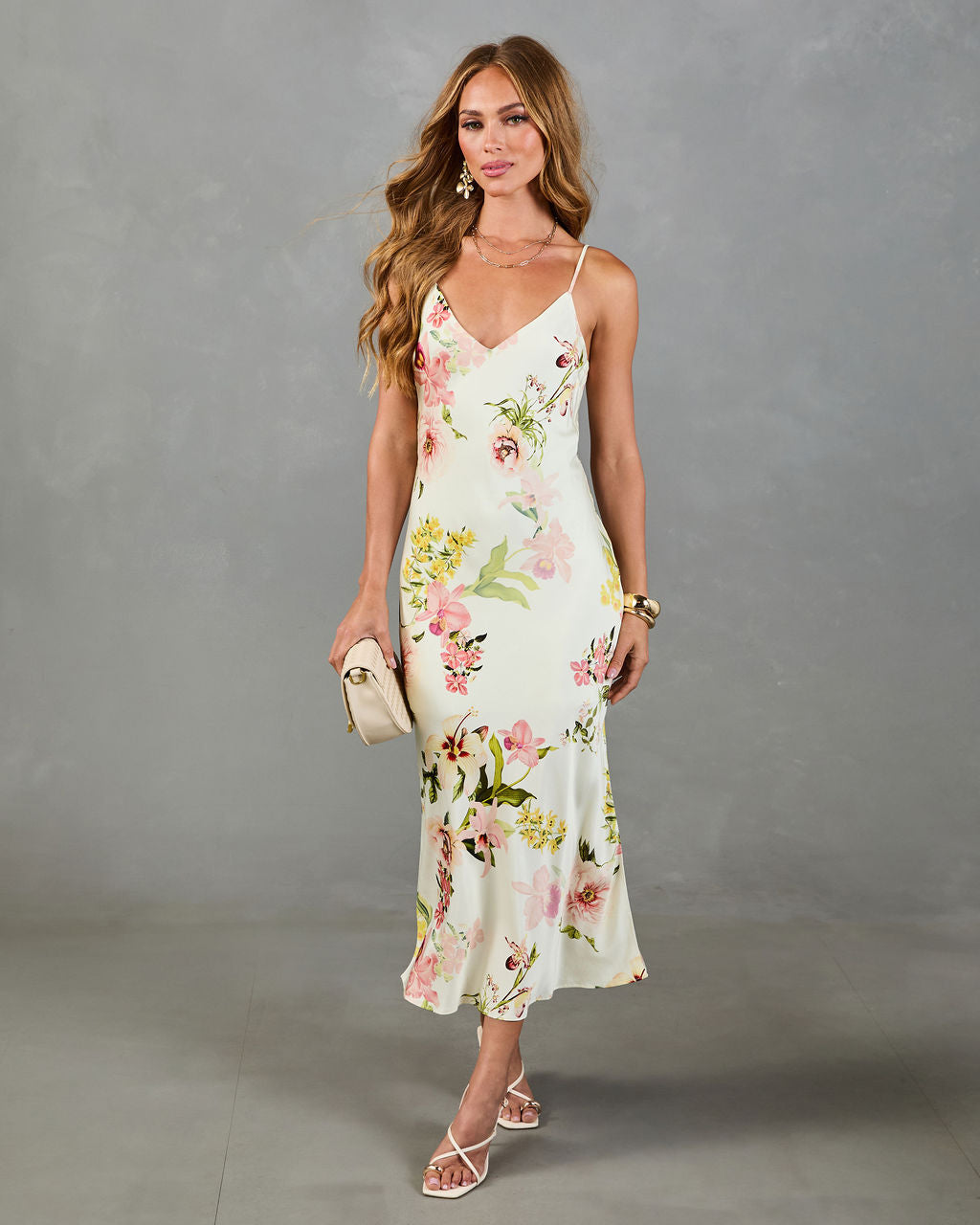 Tropical Theory Satin Floral Maxi Dress