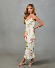 Tropical Theory Satin Floral Maxi Dress