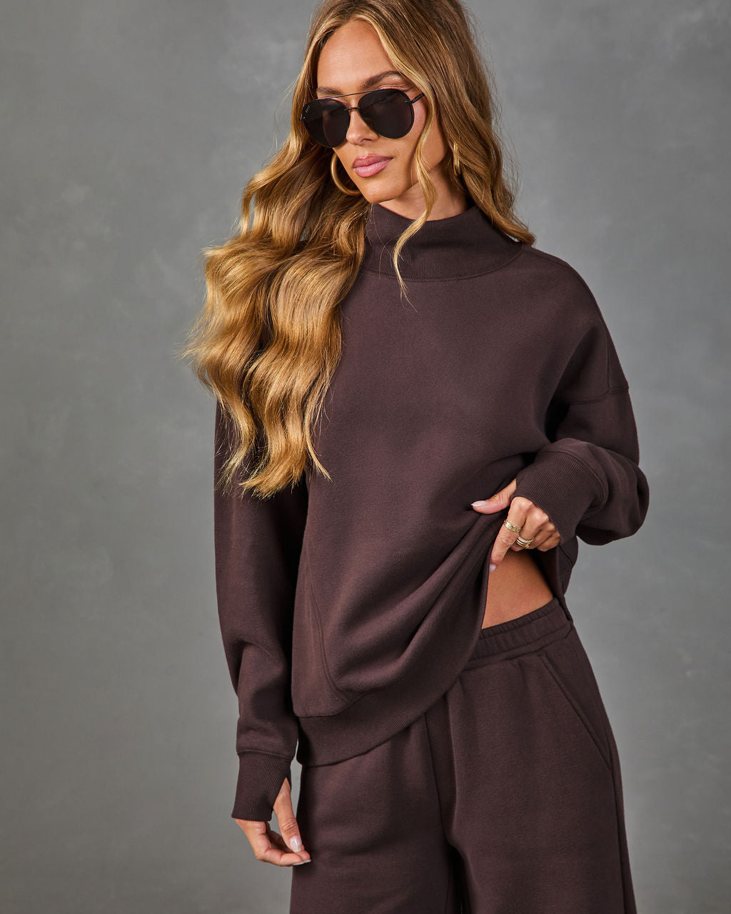 Wellness Society Fleece Mock Neck Top
