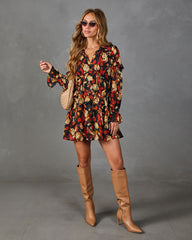 Seasonal Shift Floral Ruffle Chiffon Mini Dress