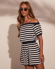Jasline Striped Off the Shoulder Romper