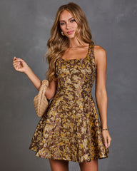 Falling Foliage Paisley Jacquard Mini Dress