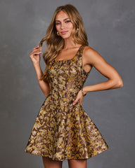 Falling Foliage Paisley Jacquard Mini Dress