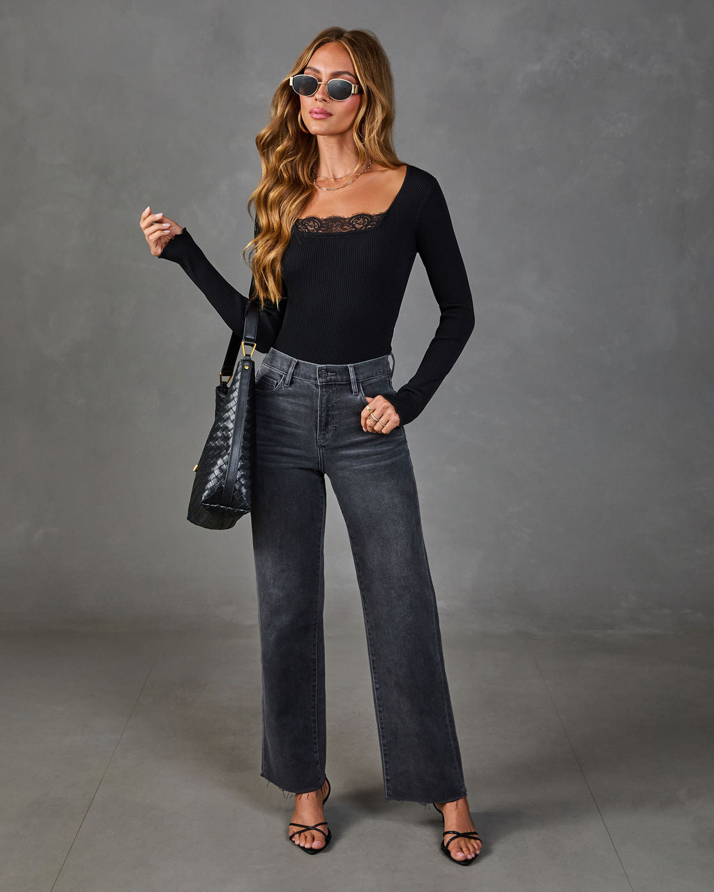 Daniella Ribbed Lace Trim Top