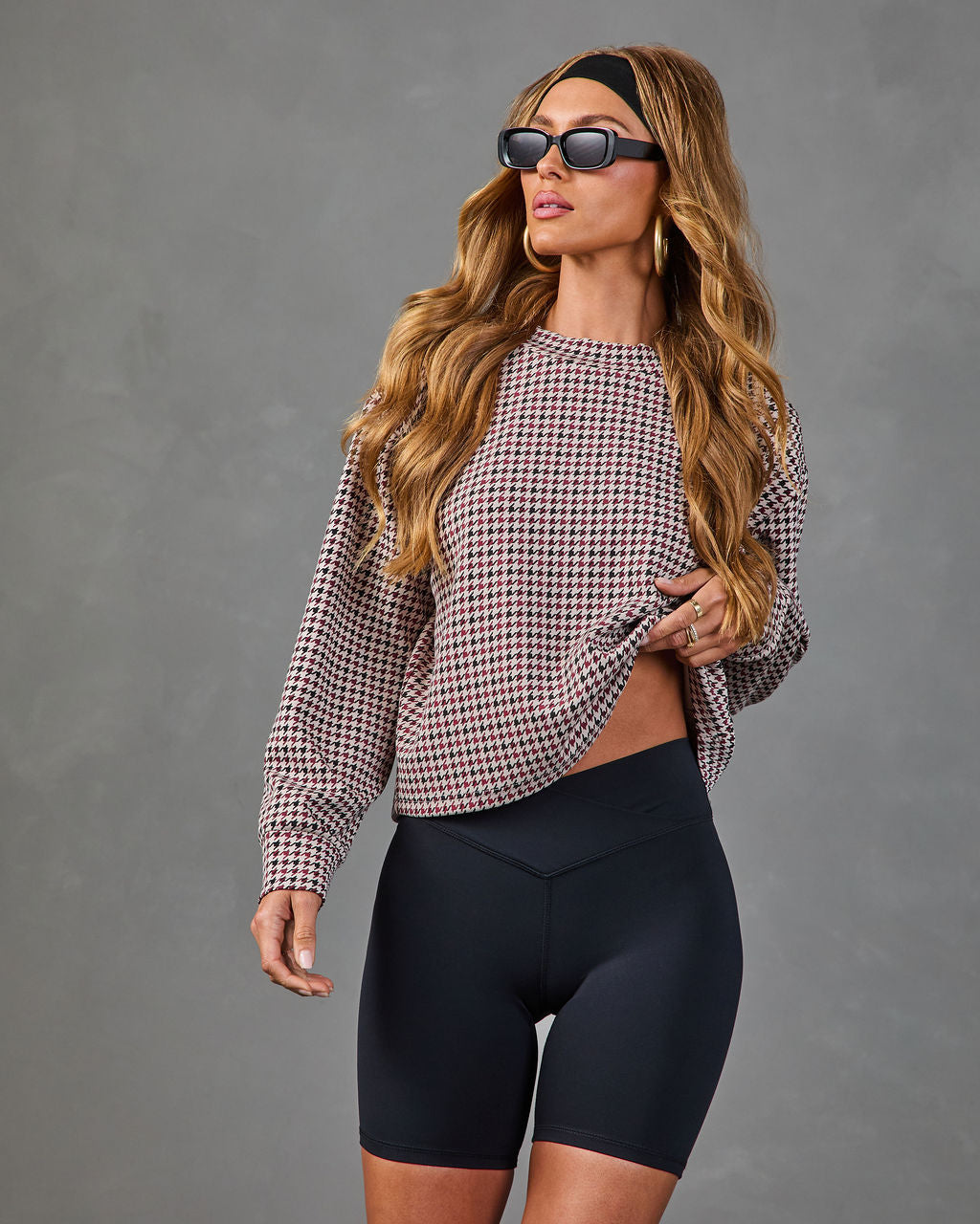 Gentle Pace Houndstooth Scuba Top