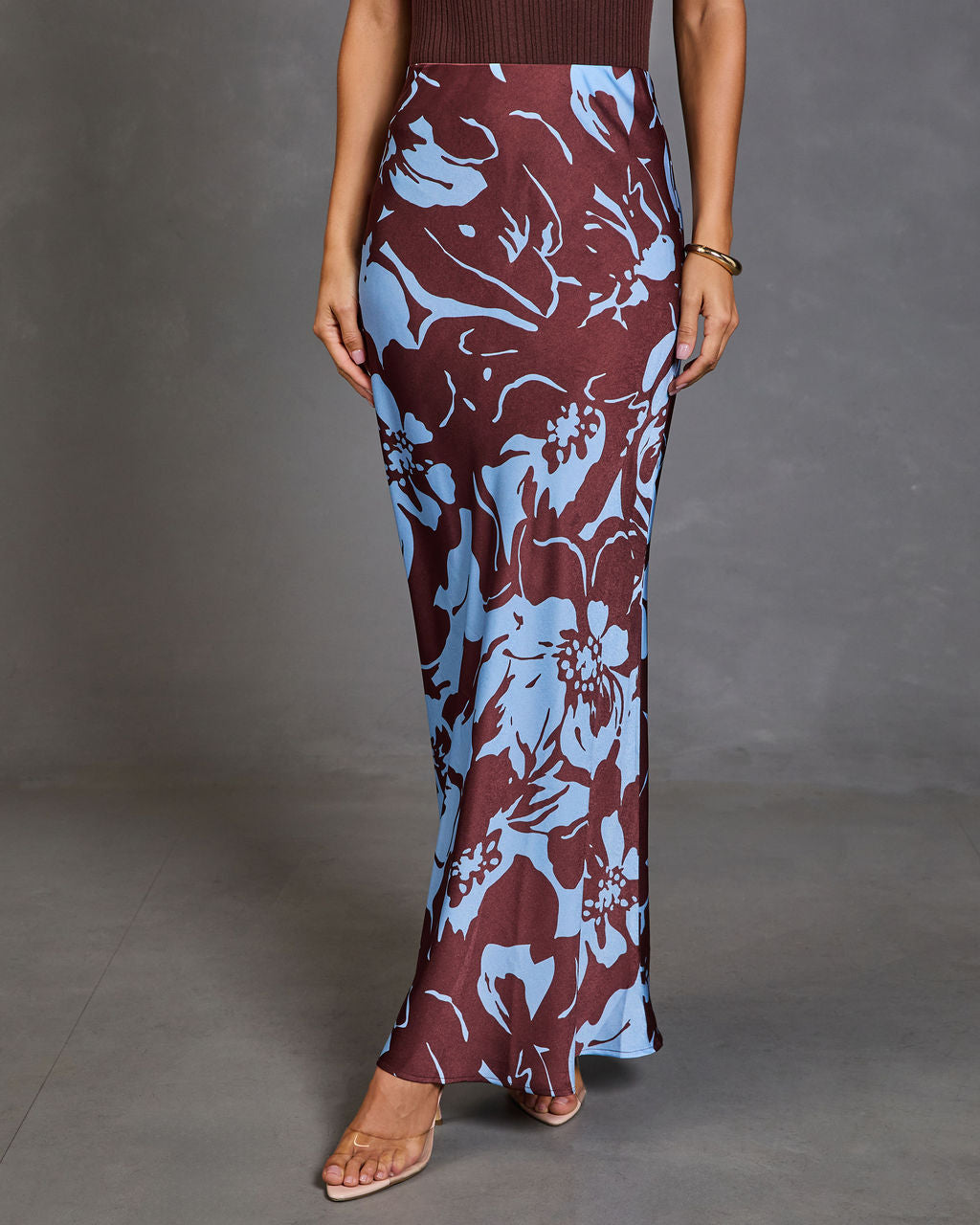 Harvest Days Floral Satin Maxi Skirt