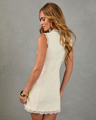 Catching Feelings Twill Lace Trim Mini Dress