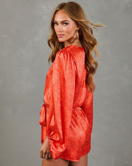 City Heat Satin Jacquard Belted Romper