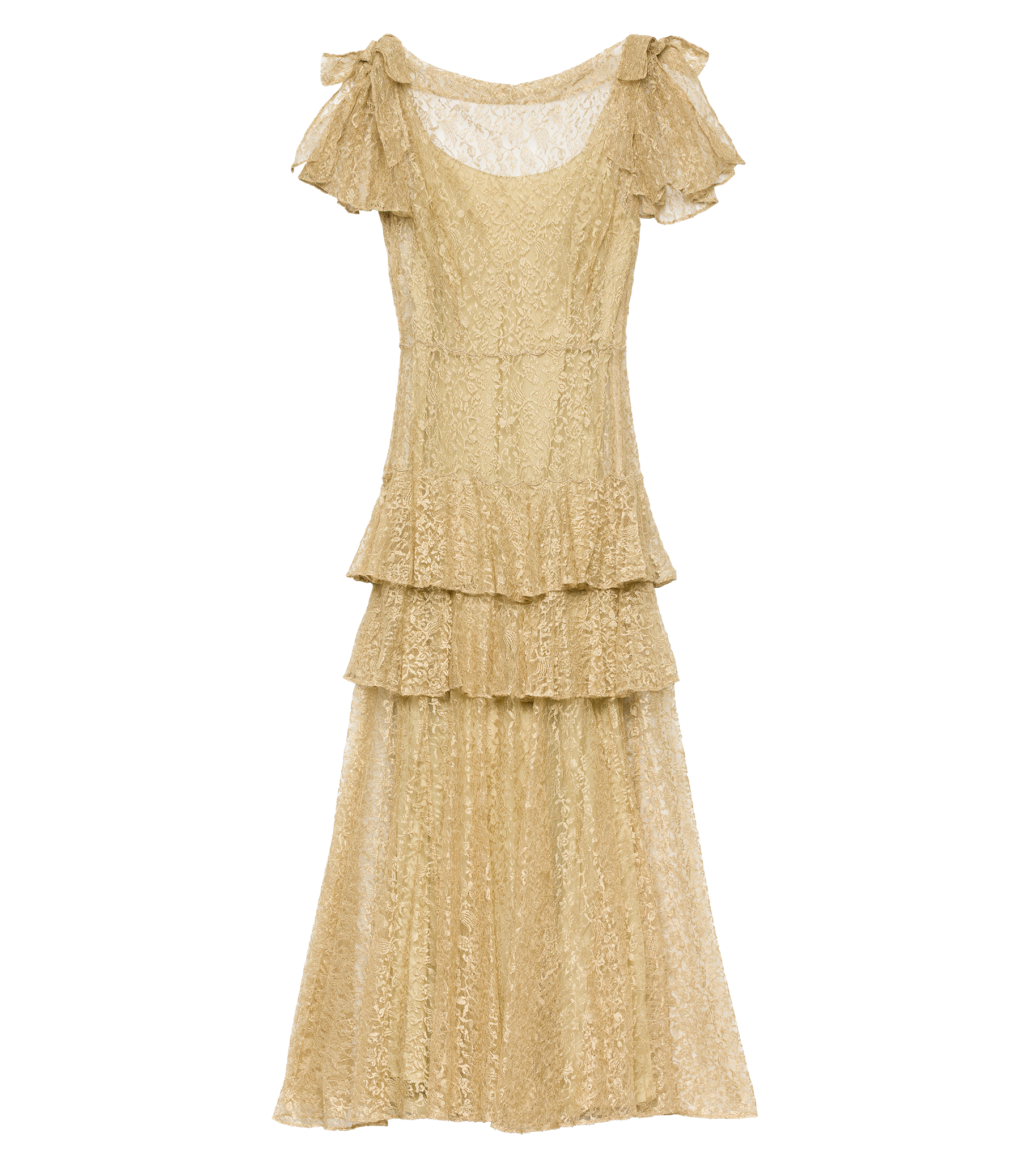 GARBO DRESS -- BURNISHED GOLD LACE