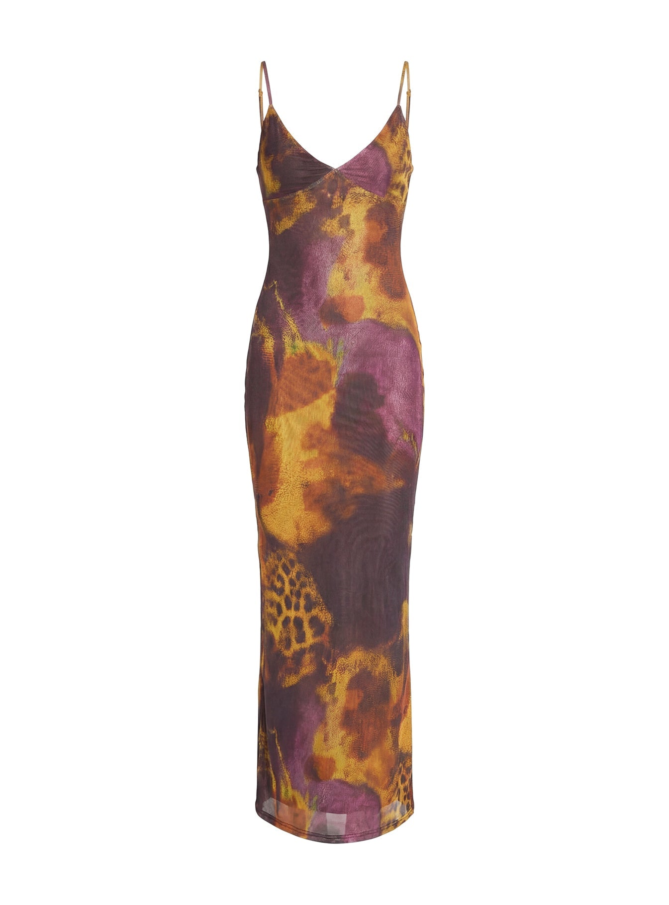 Saphrona V Neck Maxi Dress Leopard Blur