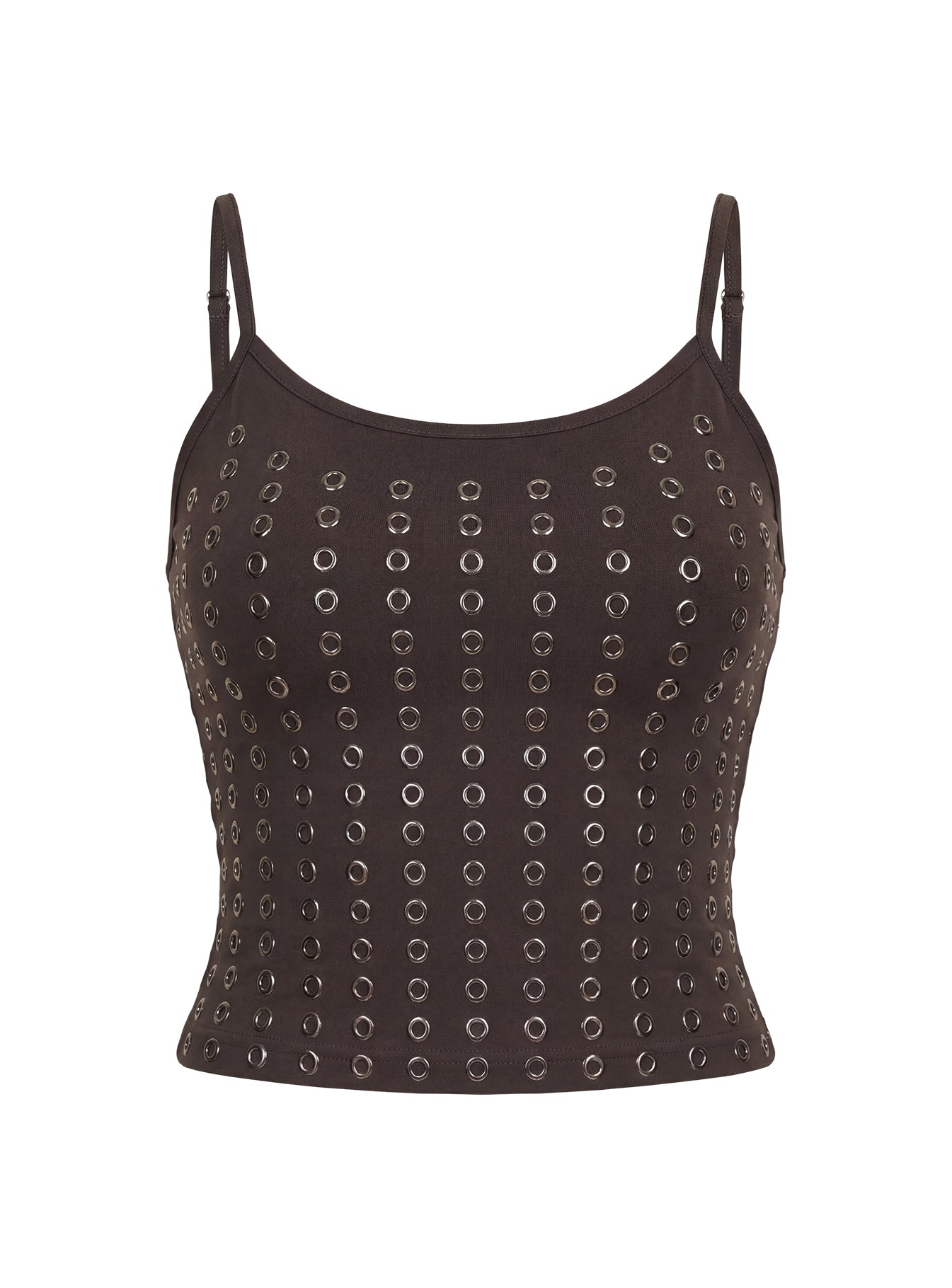 Winter Solstice Scoop Neck Eyelet Detail Top Dark Slate