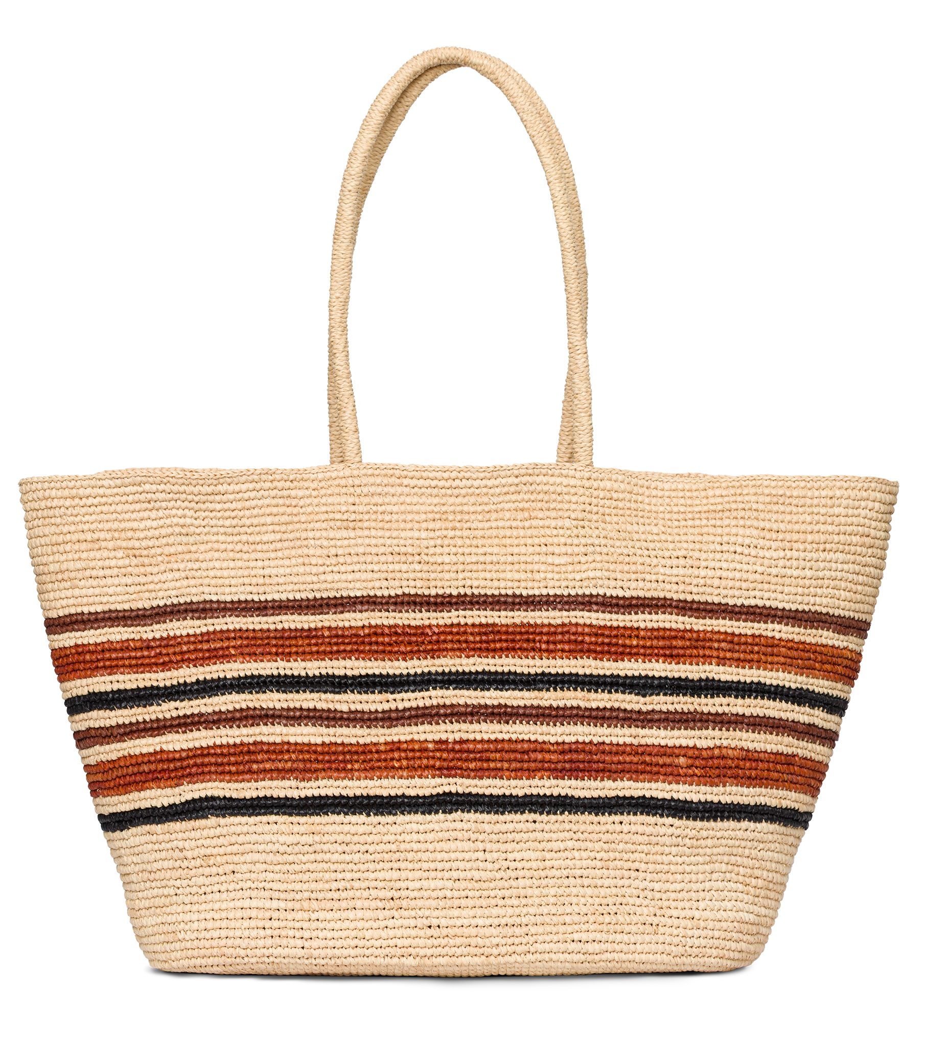 GRANDE HARBOUR TOTE -- NATURAL STRIPED RAFFIA