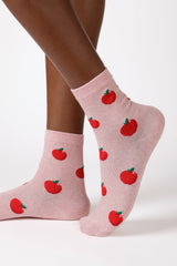 Pale pink apple socks