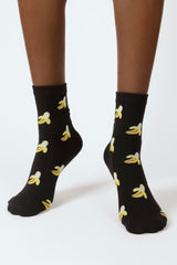 Black peeled banana socks