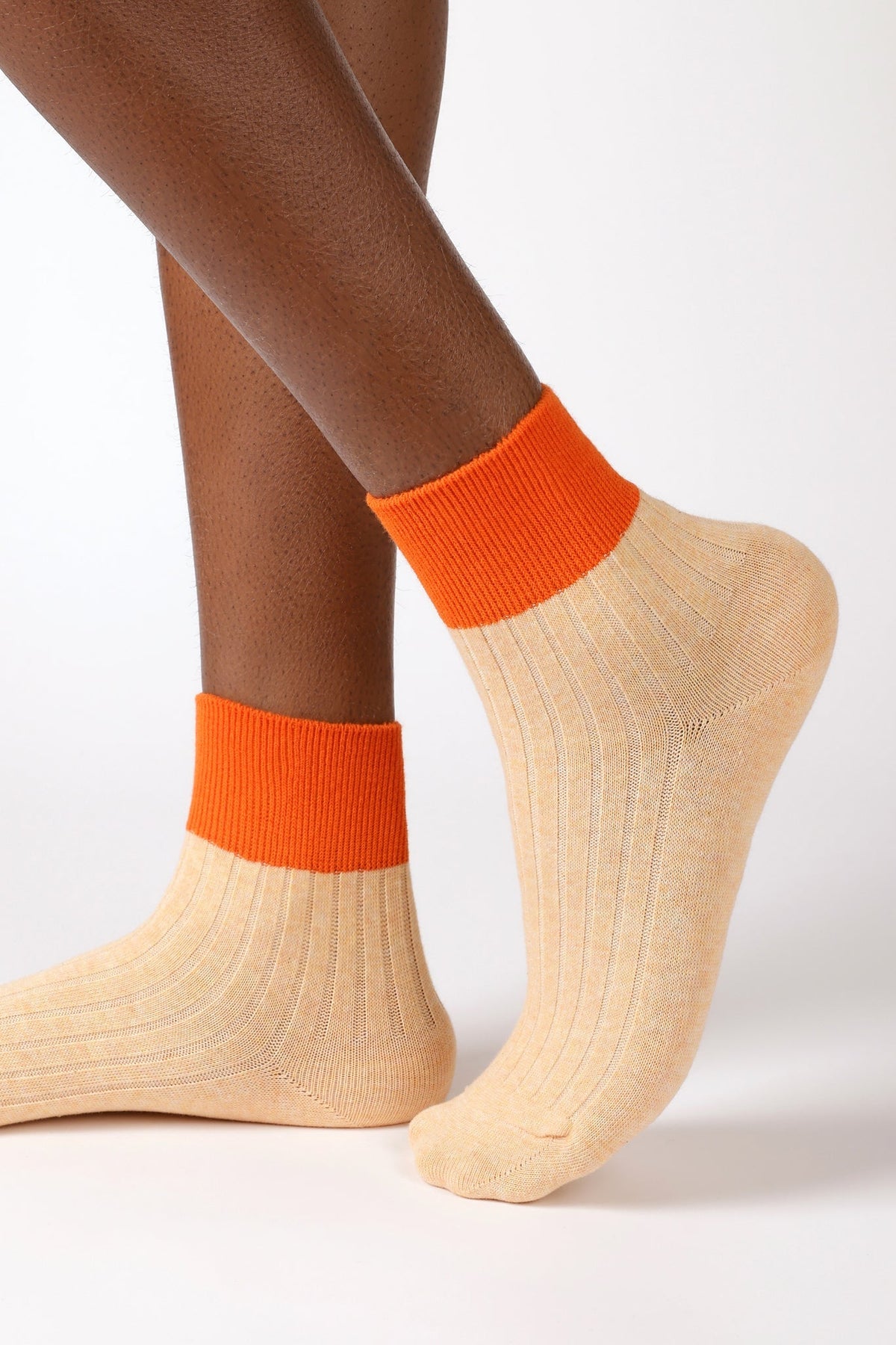 Peach and orange candy colourblock socks