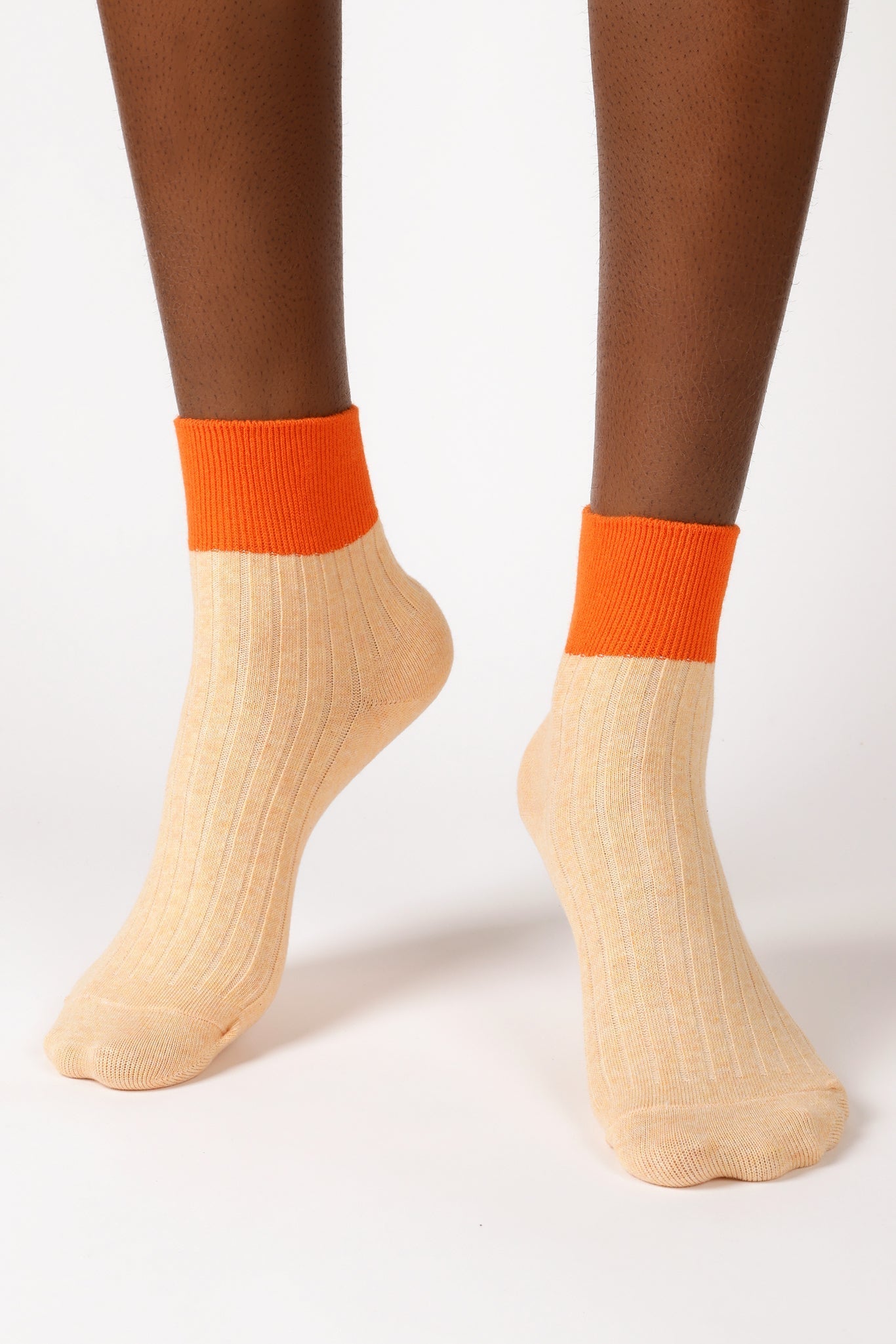 Peach and orange candy colourblock socks