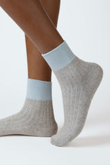 Grey and blue candy colourblock socks