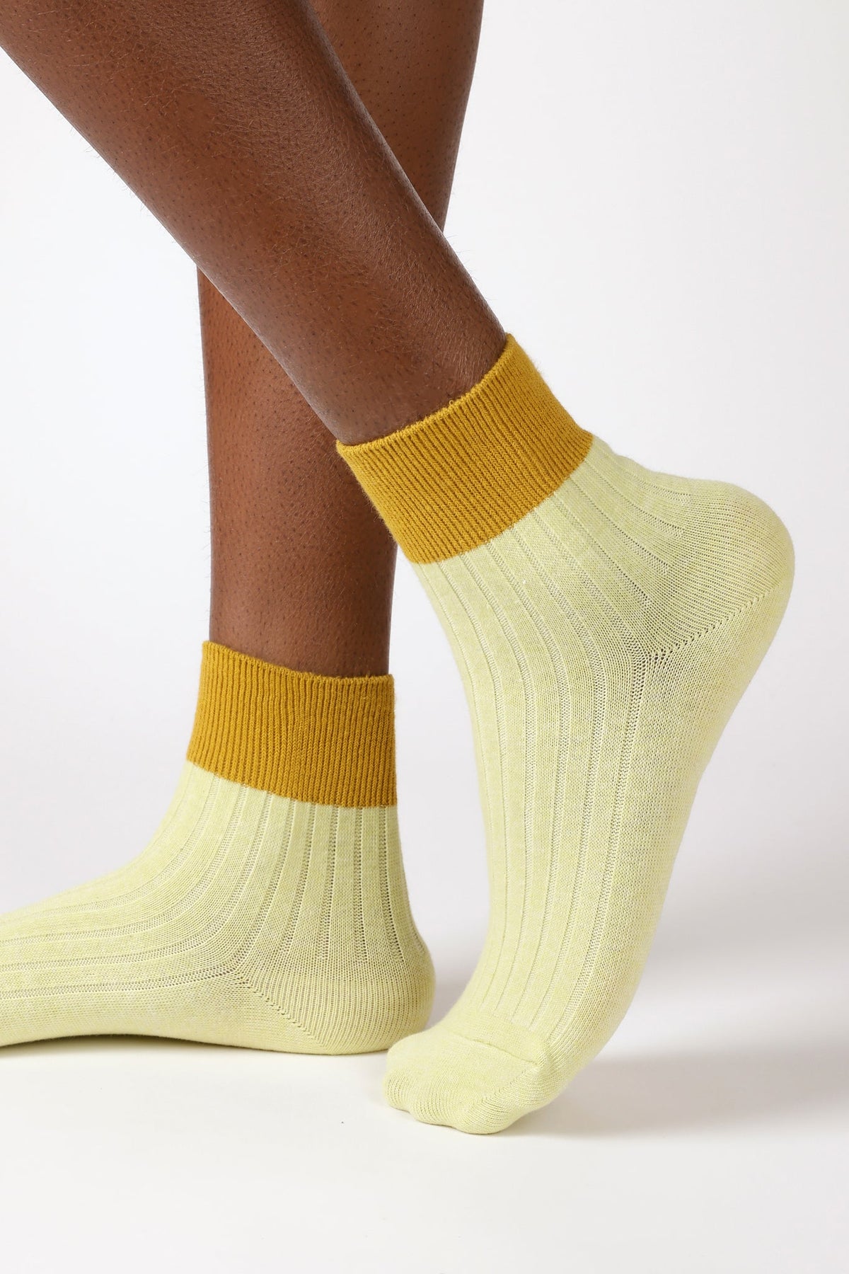 Lime and mustard candy colourblock socks