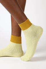 Lime and mustard candy colourblock socks