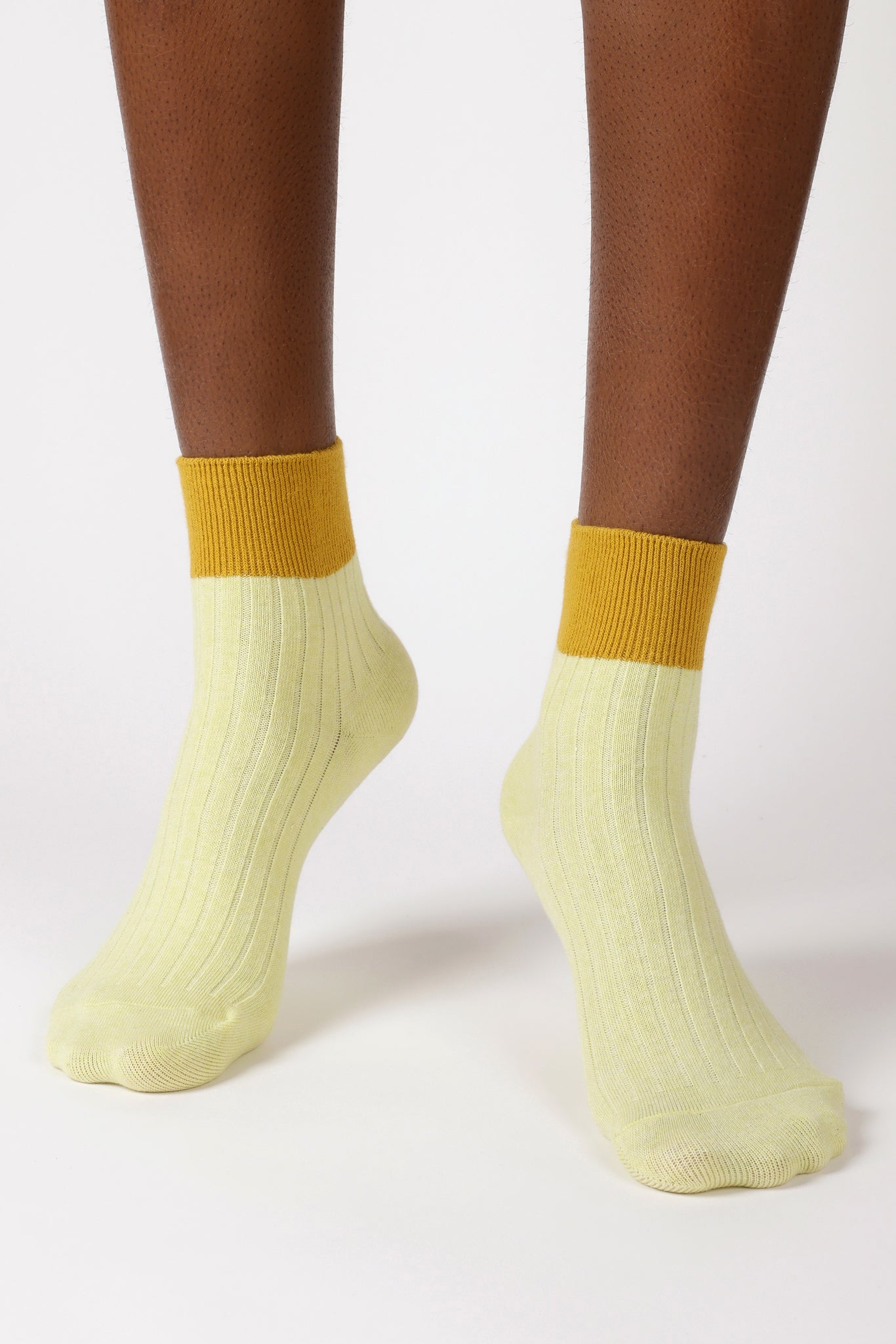 Lime and mustard candy colourblock socks