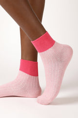 Pink and hot pink candy colourblock socks