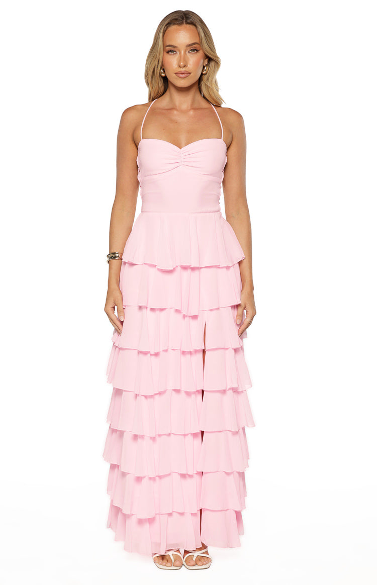 Georgie Pink Ruffle Maxi Dress