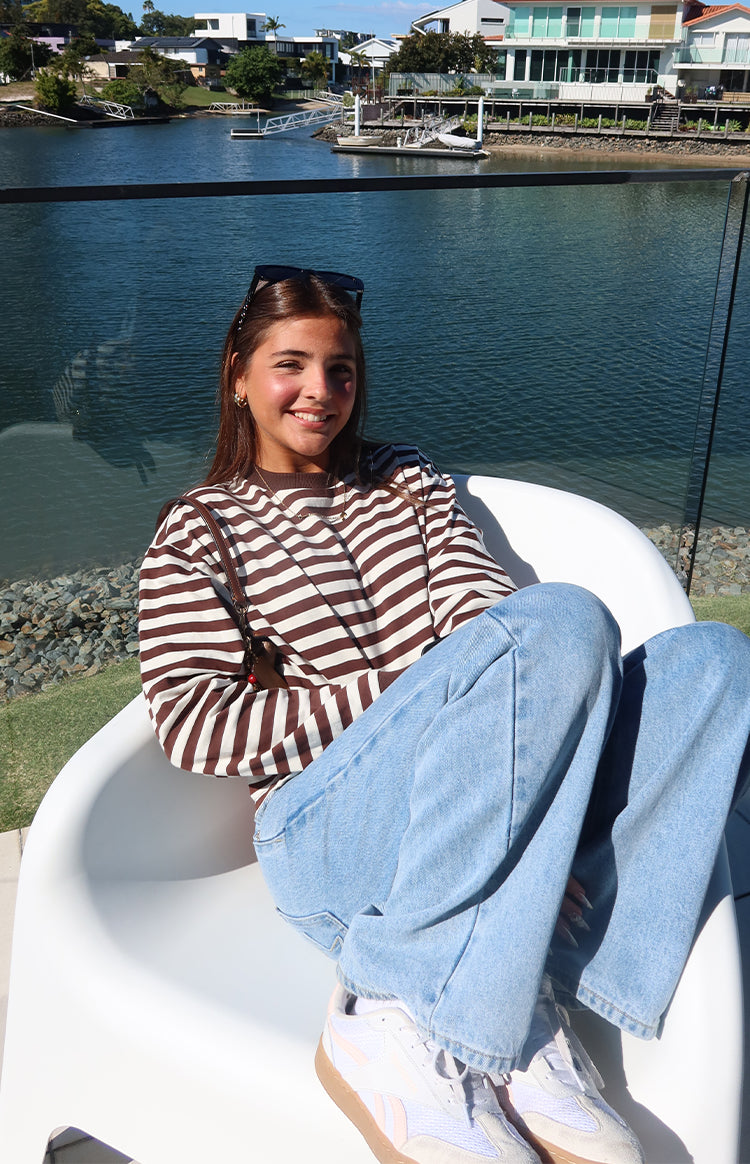 So Breezy Chocolate Stripe Long Sleeve Top