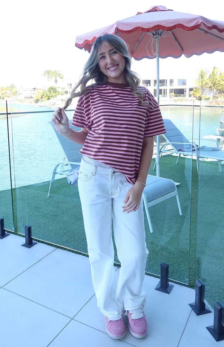 Alba Pink Stripe Oversized Tee