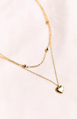 Gold Heart Double Chain Necklace (FREE over $100)