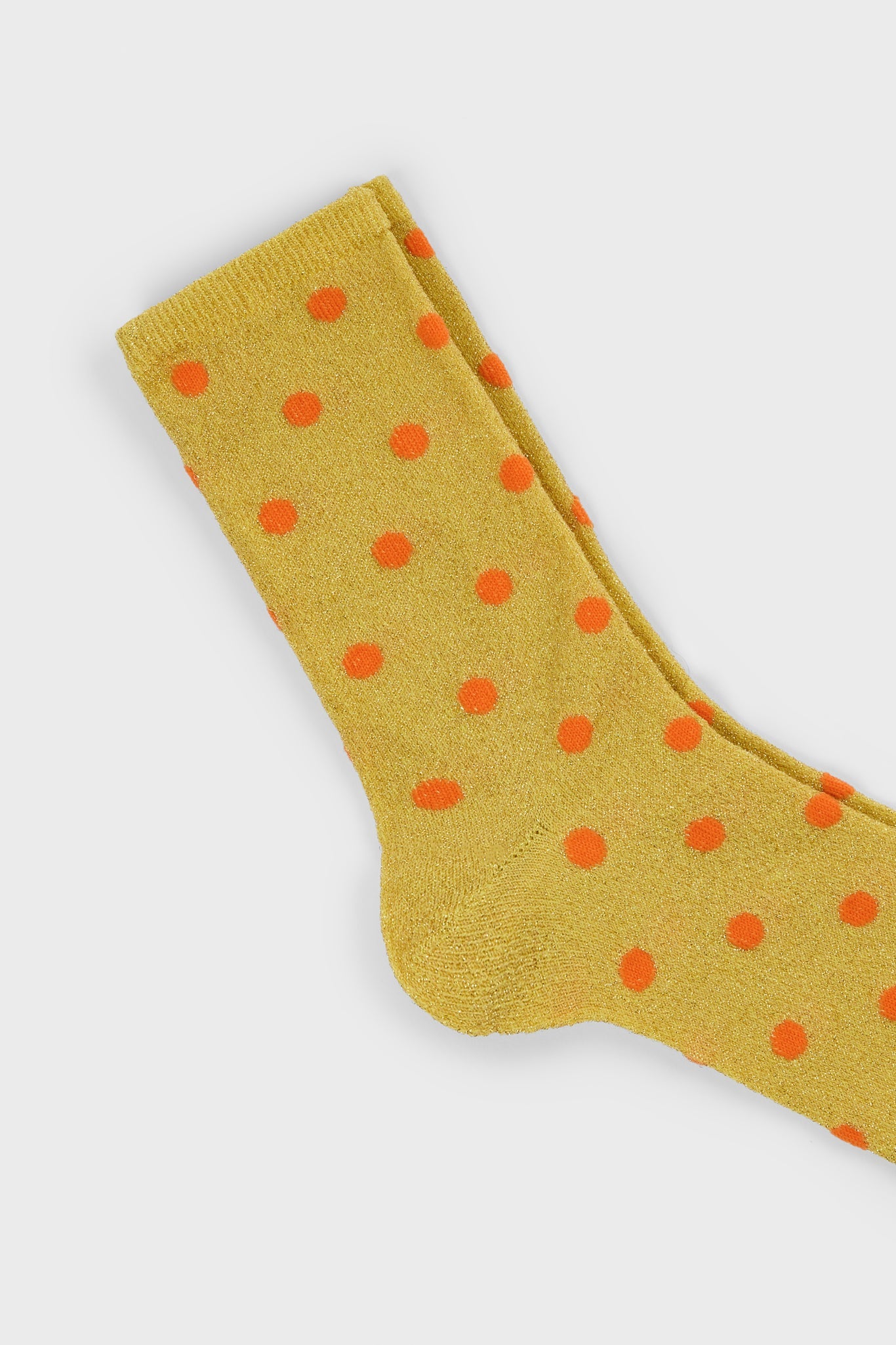 Gold and orange metallic polka dot socks