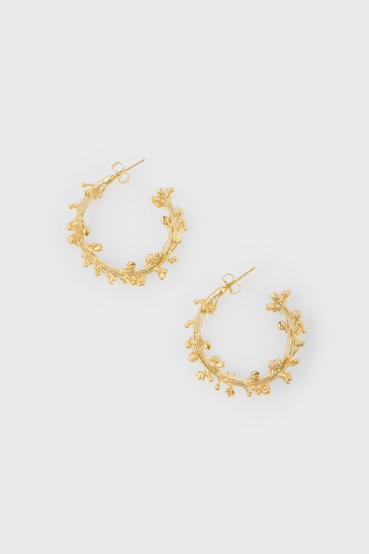 Gold branch hoop earrings