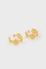 Gold daisy hoop earrings