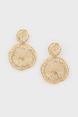 Gold organic lines double drop earrings
