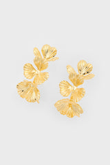 Gold ring of flowers hoop earrings