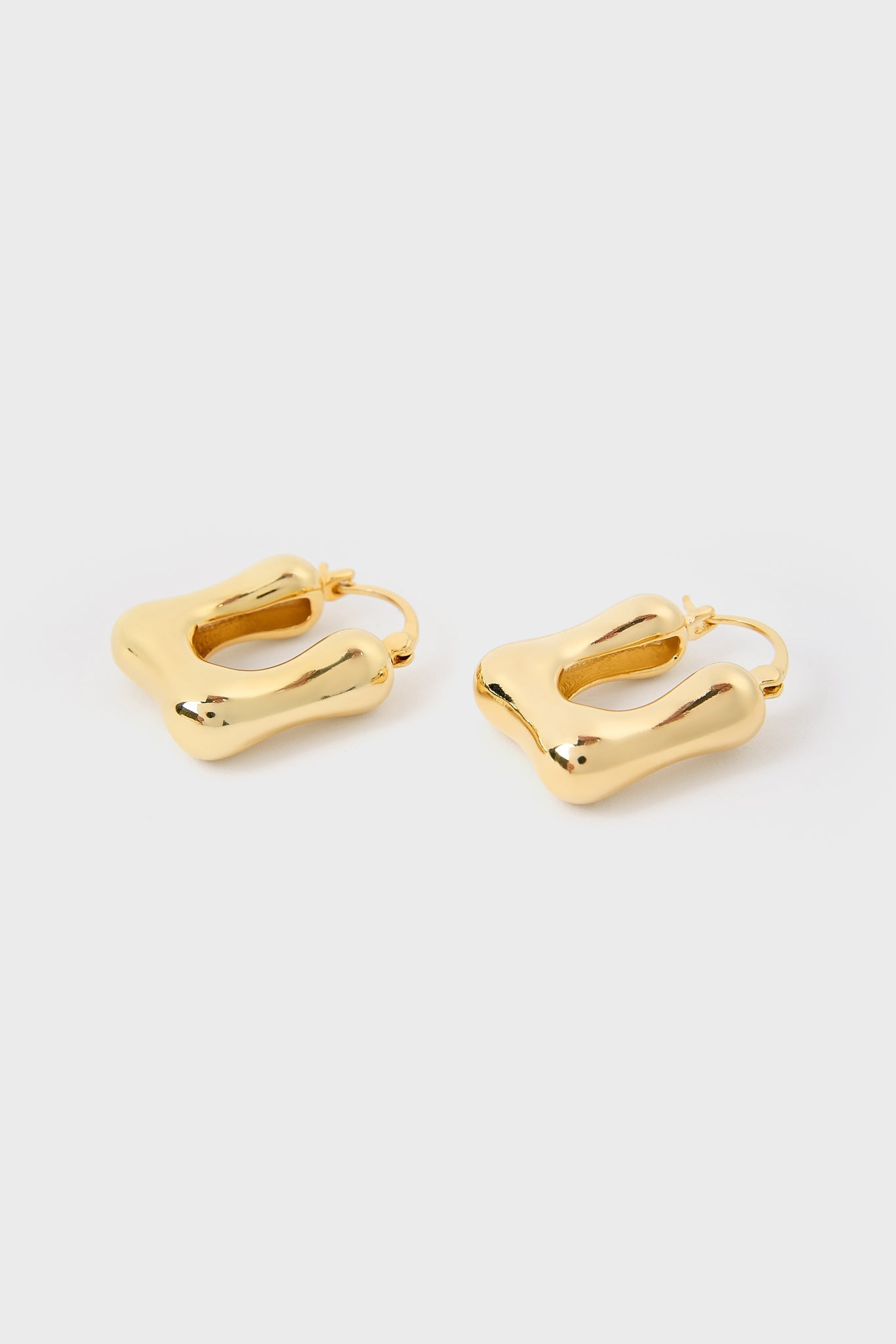 Gold rounded square mini hoop earrings